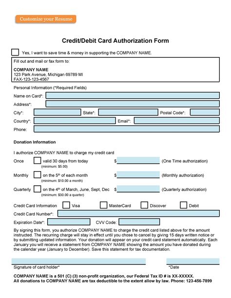 credit card authorization form download.